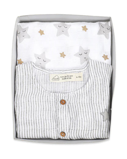 Masilo Metallic Sleepy Star Classic Snuggle Box New Born Gift Set-Pack Of 2-Gift For Baby Shower & Baby Birthday