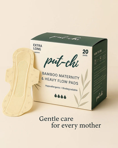 Putchi Bamboo Maternity Pads-For Post Delivery Heavy Flow-Biodegradable & Anti-Bacterial-XXXL