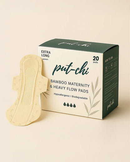 Putchi Bamboo Maternity Pads-For Post Delivery Heavy Flow-Biodegradable & Anti-Bacterial-XXXL