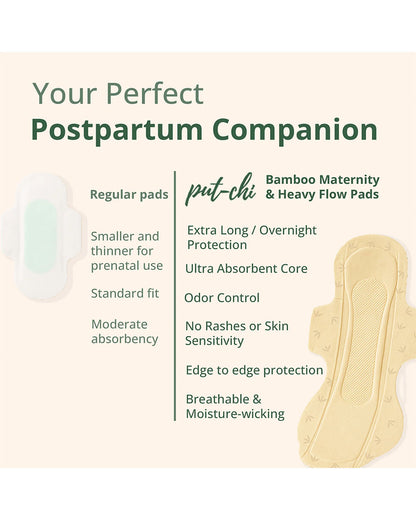 Putchi Bamboo Maternity Pads-For Post Delivery Heavy Flow-Biodegradable & Anti-Bacterial-XXXL
