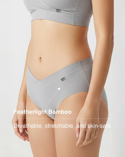 Putchi V-Band Comfort-Fit Bamboo Maternity Panty-Seamless-Pregnancy & Post Delivery-Limestone Grey