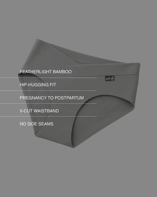 Putchi V-Band Comfort-Fit Bamboo Maternity Panty-Seamless-Pregnancy & Post Delivery-Limestone Grey
