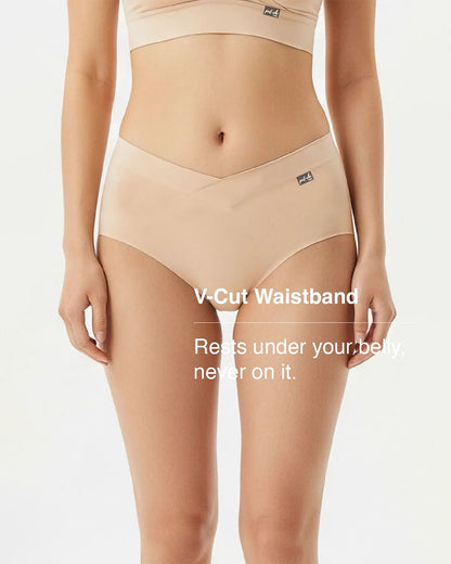 Putchi V-Band Comfort-Fit Bamboo Maternity Panty-Seamless-Pregnancy & Post Delivery-Winter Beige