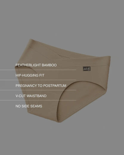 Putchi V-Band Comfort-Fit Bamboo Maternity Panty-Seamless-Pregnancy & Post Delivery-Winter Beige