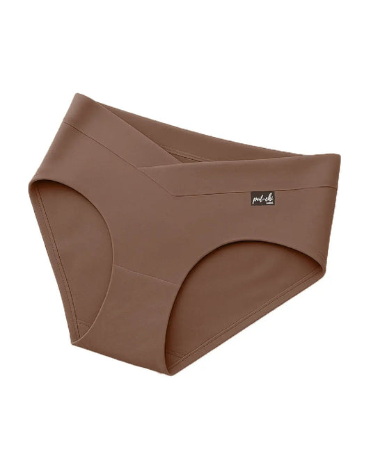 Putchi V-Band Comfort-Fit Bamboo Maternity Panty-Seamless-Pregnancy & Post Delivery-Caribou Brown