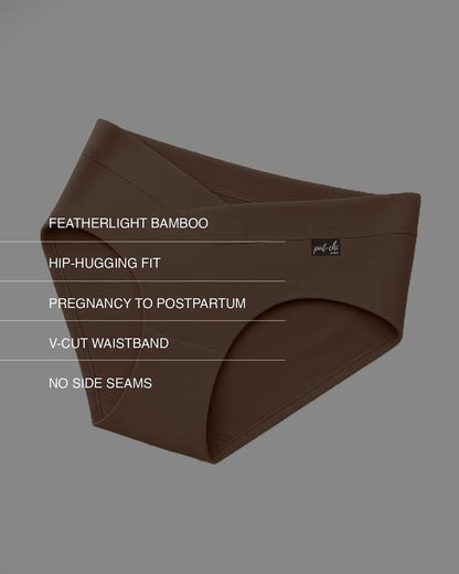 Putchi V-Band Comfort-Fit Bamboo Maternity Panty-Seamless-Pregnancy & Post Delivery-Caribou Brown