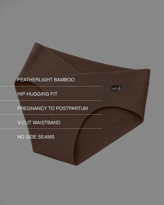 Putchi V-Band Comfort-Fit Bamboo Maternity Panty-Seamless-Pregnancy & Post Delivery-Caribou Brown