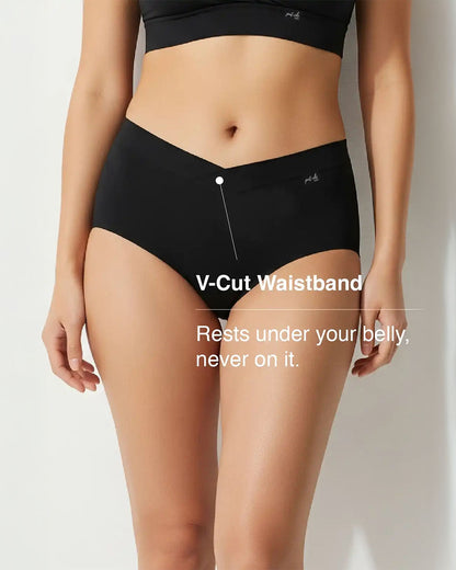 Putchi V-Band Comfort-Fit Bamboo Maternity Panty-Seamless-Pregnancy & Post Delivery-Jet Black