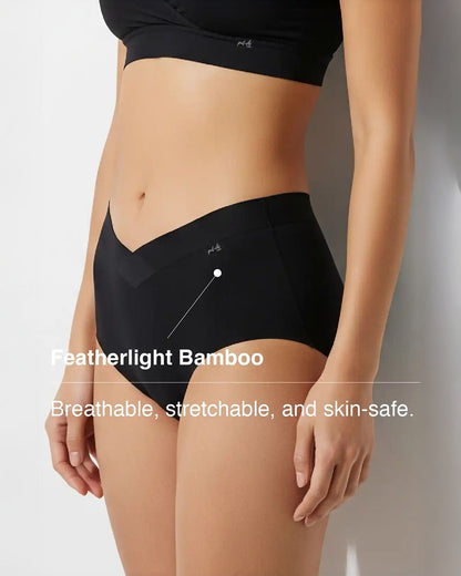 Putchi V-Band Comfort-Fit Bamboo Maternity Panty-Seamless-Pregnancy & Post Delivery-Jet Black