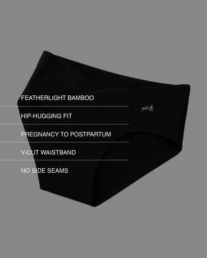 Putchi V-Band Comfort-Fit Bamboo Maternity Panty-Seamless-Pregnancy & Post Delivery-Jet Black