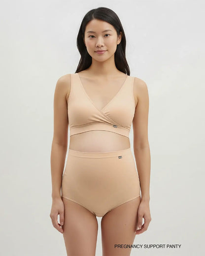 Putchi Maternity Bump Support Bamboo Panty-Over the Belly-For Pregnancy-Winter Beige