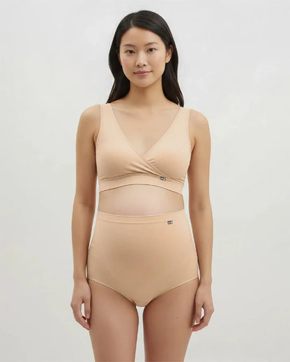 Putchi Maternity Bump Support Bamboo Panty-Over the Belly-For Pregnancy-Winter Beige