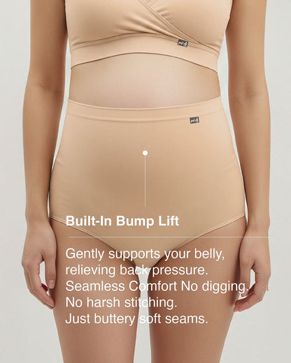 Putchi Maternity Bump Support Bamboo Panty-Over the Belly-For Pregnancy-Winter Beige