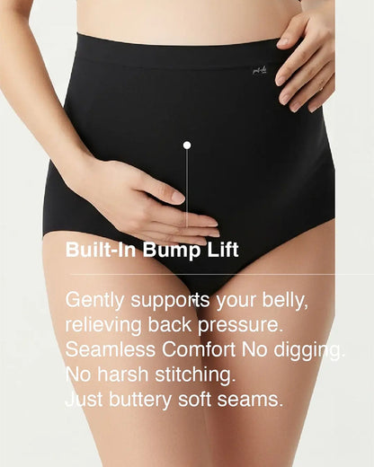 Putchi Maternity Bump Support Bamboo Panty-Over the Belly-For Pregnancy-Jet Black