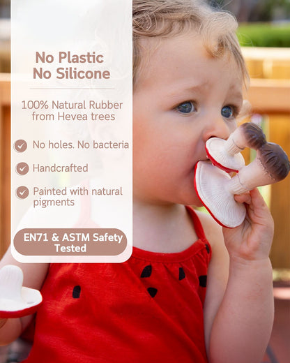 Oli & Carol The Mushroom-Natural Rubber Teether-Easy Grip-0M+