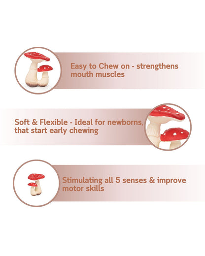 Oli & Carol The Mushroom-Natural Rubber Teether-Easy Grip-0M+
