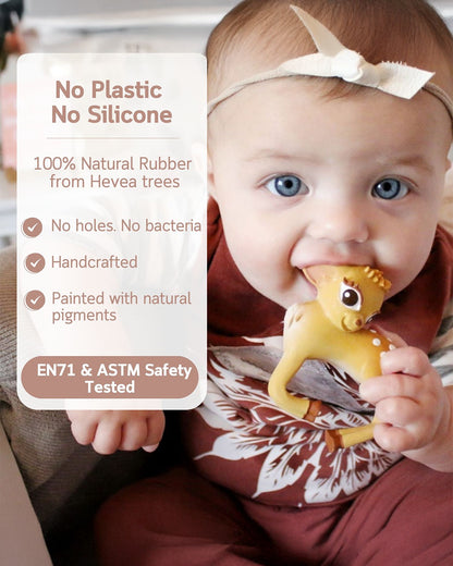 Oli & Carol Olive The Deer-Natural Rubber Teether-Easy Grip-0M+