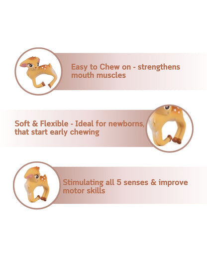 Oli & Carol Olive The Deer-Natural Rubber Teether-Easy Grip-0M+