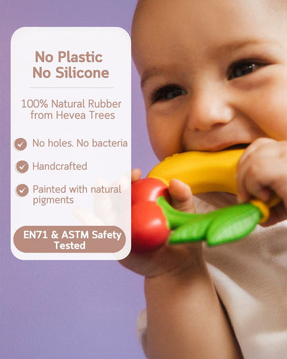Oli & Carol Fruit Teething Ring-Natural Rubber Teether-Easy Grip-0M+
