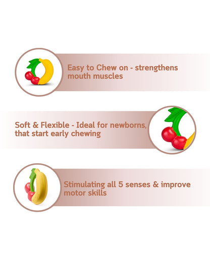 Oli & Carol Fruit Teething Ring-Natural Rubber Teether-Easy Grip-0M+