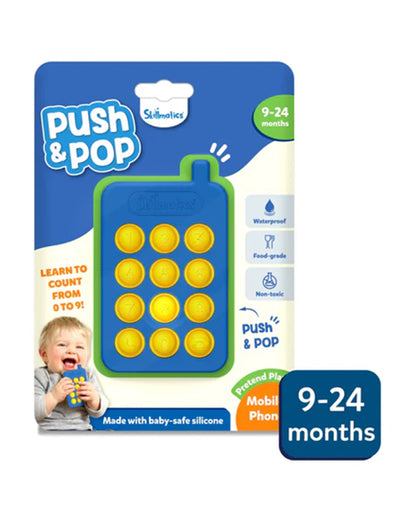 Skillmatics Push & Pop Mobile Phone-Pretend & Play Toy-Waterproof-Non Toxic-9M+