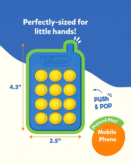 Skillmatics Push & Pop Mobile Phone-Pretend & Play Toy-Waterproof-Non Toxic-9M+