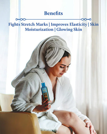 Blue Nectar Stretch Marks Oil-With Saffron and Almond-For Marks, Scars, Aging and Wrinkled Skin-Pregnancy Safe