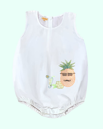 The Almirah White Romper-Pineapple-Cotton-For Infants