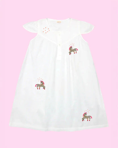 The Almirah White Dress-Unicorn Star-Cotton-For Infants