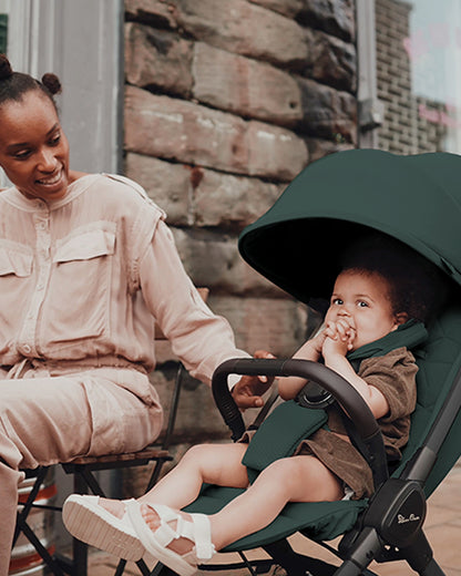 Silver Cross Clic 2 Cabin Friendly Stroller-One Hand Fold-Flat Reclining Seat-Includes Rain Cover-2 Years Warranty-Pram for 0 to 4Y (Upto 22 Kg)-Conifer