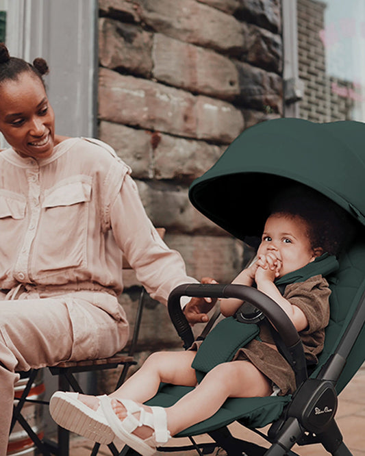 Silver Cross Clic 2 Cabin Friendly Stroller-With Snack Tray & Stroller Bag-One Hand Fold-Includes Rain Cover-For 0 to 4Y (Upto 22 kg)-Conifer