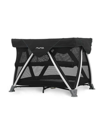 Nuna SENA Aire Travel Cot & Playard-With Triple-Layered Mesh Mattress-360 Degree Airflow-One Hand Fold-Light Weight & Portable-Includes Travel Bag-0 to 3Y-Caviar
