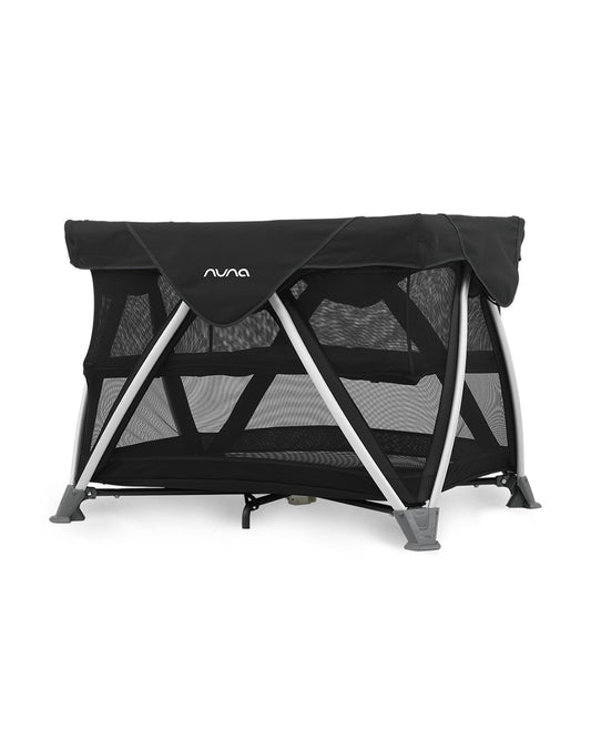 Nuna SENA Aire Travel Cot & Playard-With Triple-Layered Mesh Mattress-360 Degree Airflow-One Hand Fold-Light Weight & Portable-Includes Travel Bag-0 to 3Y-Caviar