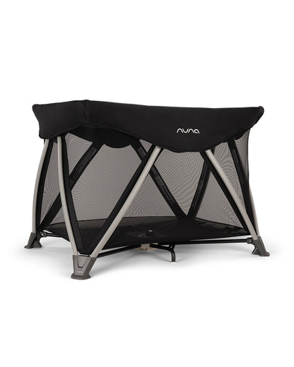 Nuna SENA Aire Travel Cot & Playard-With Triple-Layered Mesh Mattress-360 Degree Airflow-One Hand Fold-Light Weight & Portable-Includes Travel Bag-0 to 3Y-Caviar
