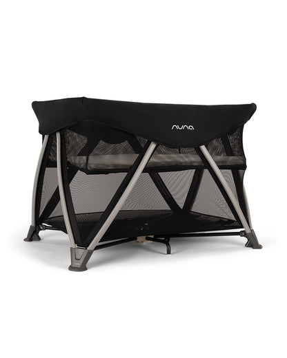 Nuna SENA Aire Travel Cot & Playard-With Triple-Layered Mesh Mattress-360 Degree Airflow-One Hand Fold-Light Weight & Portable-Includes Travel Bag-0 to 3Y-Caviar