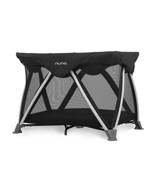 Nuna SENA Aire Travel Cot & Playard-With Triple-Layered Mesh Mattress-360 Degree Airflow-One Hand Fold-Light Weight & Portable-Includes Travel Bag-0 to 3Y-Caviar
