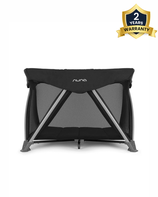 Nuna SENA Aire Travel Cot & Playard-With Triple-Layered Mesh Mattress-360 Degree Airflow-One Hand Fold-Light Weight & Portable-Includes Travel Bag-0 to 3Y-Caviar