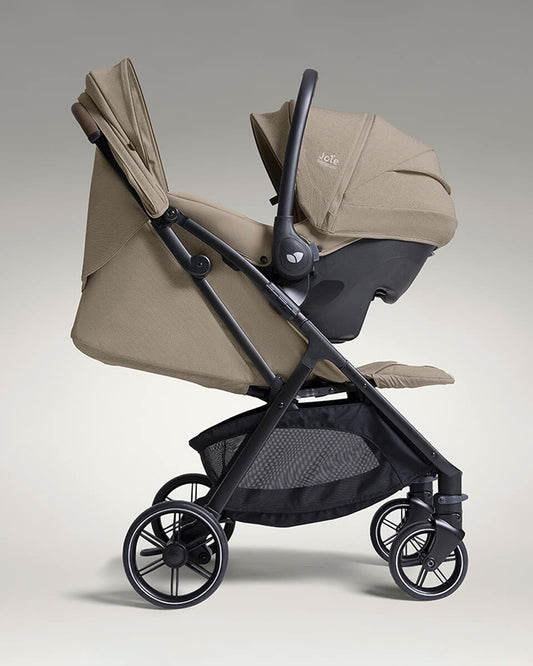 Joie Parcel LX Lightweight Stroller-One Hand Fold-Flat Reclining Seat-Car Seat Compatible-Mesh Window On Canopy-2 Years Warranty-For 0 to 4Y (Upto 22 Kg)-Sandstone
