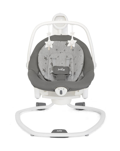 Joie Serina 2in1 Baby Swing & Rocker-6 Swing Speeds-3 Positions Recline-With Toy Bar-2 Years Warranty-For 0 to 9 Kg-Cosmo Grey