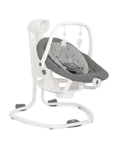 Joie Serina 2in1 Baby Swing & Rocker-6 Swing Speeds-3 Positions Recline-With Toy Bar-2 Years Warranty-For 0 to 9 Kg-Cosmo Grey