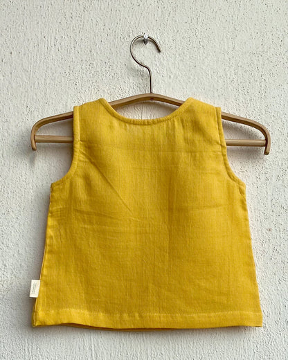 Whitewater Kids Yellow & Indigo Jhabla Set-Zoo Print-100% Organic Cotton-For Infants