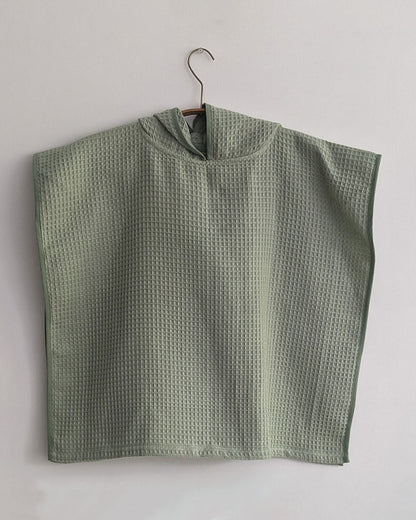 Whitewater Kids Baby Hooded Poncho Towel Set-Organic Cotton Waffle-Mint