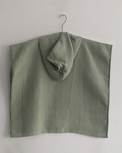 Whitewater Kids Baby Hooded Poncho Towel Set-Organic Cotton Waffle-Mint