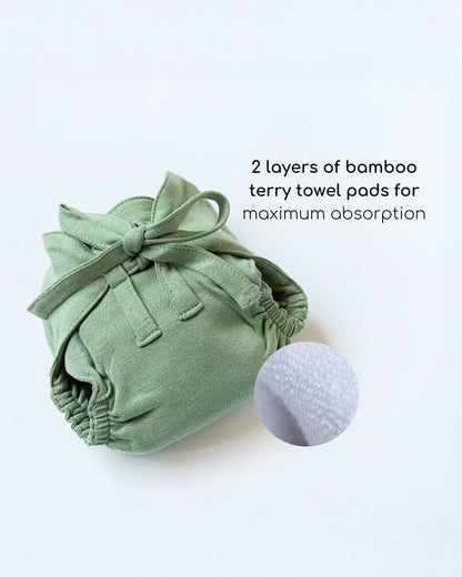 Cocoon Care Sage Green Cloth Nappy-Bamboo Muslin-Washable & Reusable
