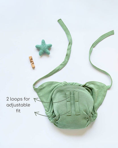 Cocoon Care Sage Green Cloth Nappy-Bamboo Muslin-Washable & Reusable