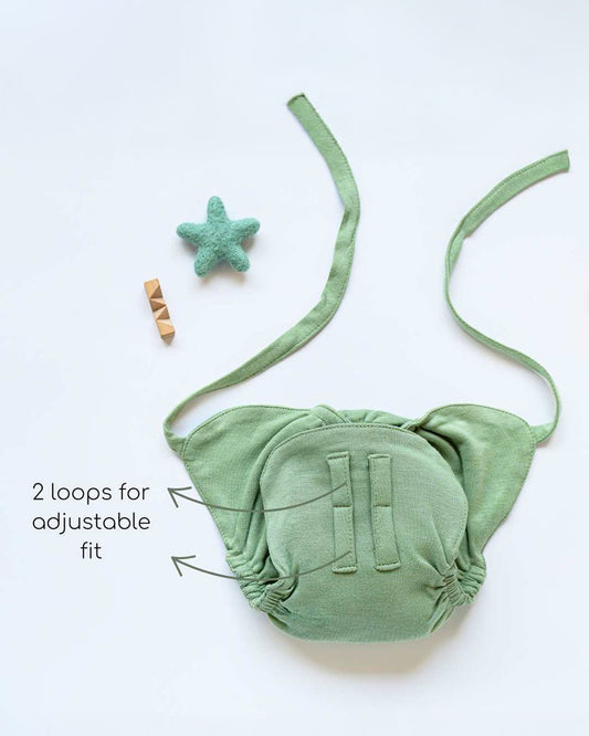 Cocoon Care Sage Green Cloth Nappy-Bamboo Muslin-Washable & Reusable