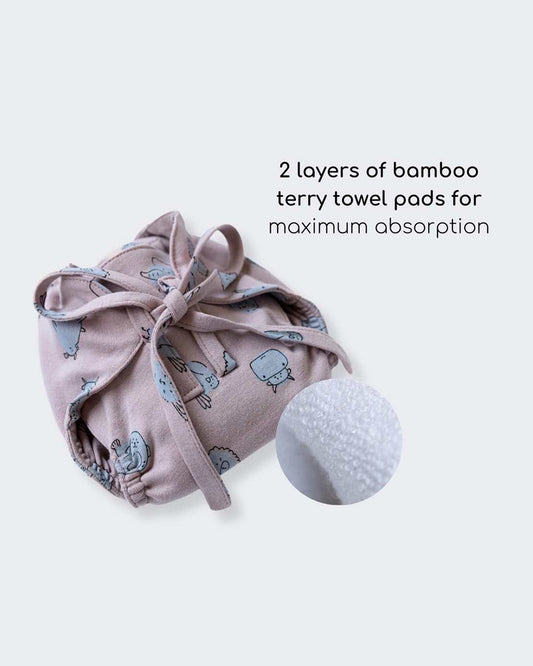 Cocoon Care Wild Polka Cloth Nappy-Bamboo Muslin-Washable & Reusable
