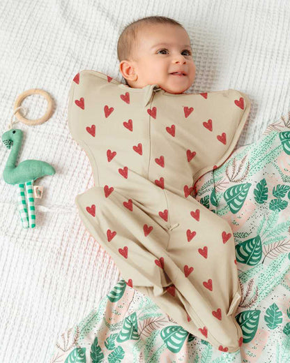 Cocoon Care Heart & Soul Baby Sleeping Bag/Pod-Bamboo Cotton-With 2 Way Zipper-Newborn Bed