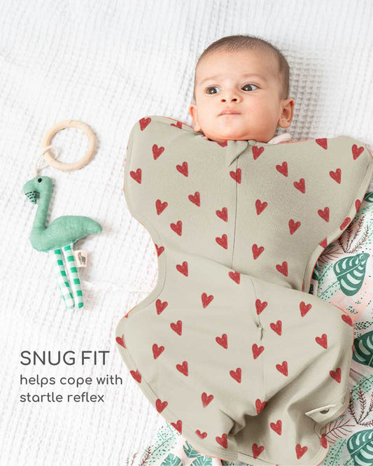 Cocoon Care Heart & Soul Baby Sleeping Bag/Pod-Bamboo Cotton-With 2 Way Zipper-Newborn Bed