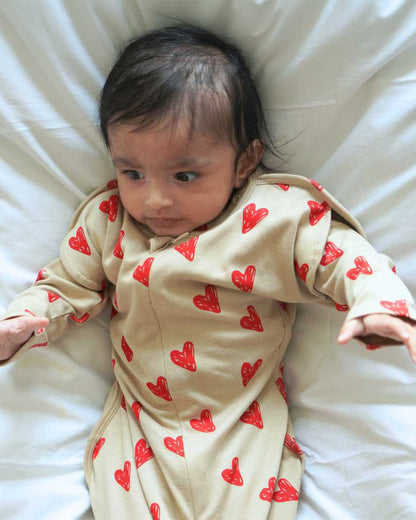 Cocoon Care Bamboo Transition Sleeping Bag/Pod-With Arms Out & Arms Up Options-With Two Way Zipper-Heart & Soul-For Infants-3 to 6M